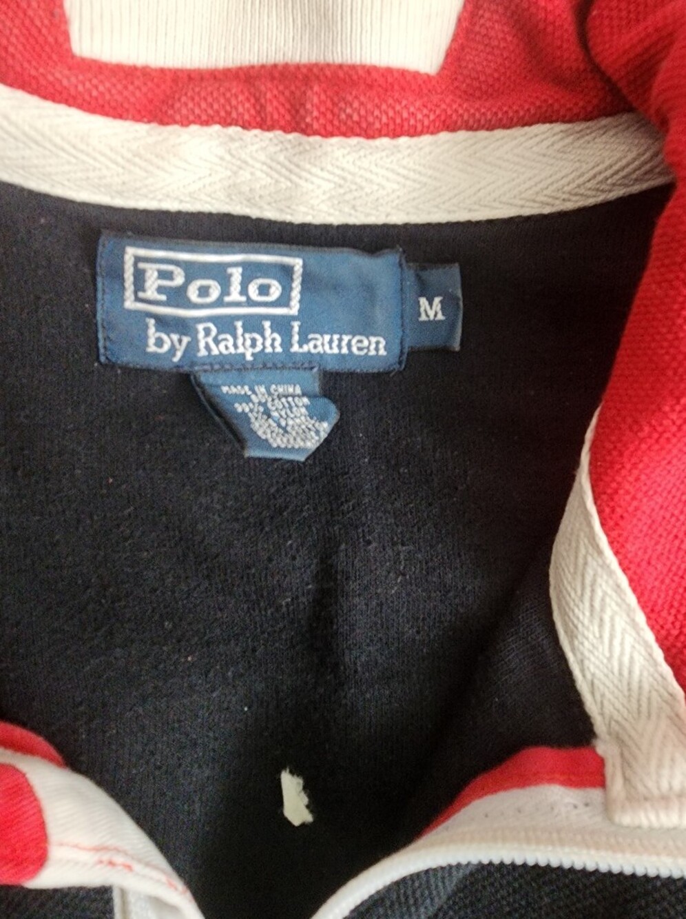 Polo by Ralph Lauren Thick Black Pullover Half-Zip with White & Red Accents. - Picture 4 of 9